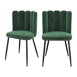 Rendez Vous Deco Chaise Rosy en velours vert (lot de 2)