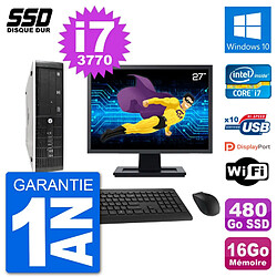 PC HP 8300 Elite SFF Ecran 27" Intel i7-3770 RAM 16Go SSD 480Go Windows 10 Wifi · Occasion 