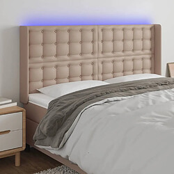 Maison Chic Tête de lit scandinave à LED,meuble de chambre Cappuccino 147x16x118/128 cm Similicuir -MN17677