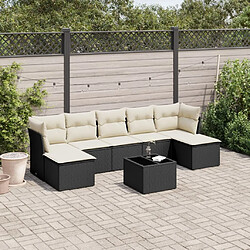 Maison Chic Salon de jardin 8 pcs avec coussins | Ensemble de Table et chaises | Mobilier d'Extérieur noir résine tressée -GKD12816