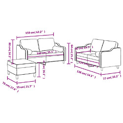 vidaXL Ensemble de canapés 3 pcs avec coussins jaune clair tissu pas cher