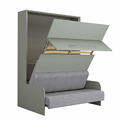 Inside 75 Armoire lit escamotable SOFA AUTOMATICA 140 cm gris MECANIQUE SEDAC MERAL