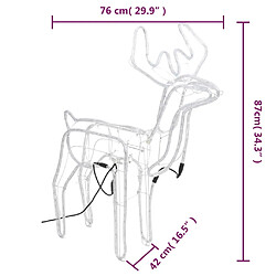 vidaXL Renne de Noël avec tête mobile Blanc chaud 76x42x87 cm pas cher