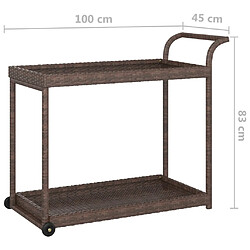 vidaXL Chariot de bar Marron 100x45x83 cm Résine tressée pas cher