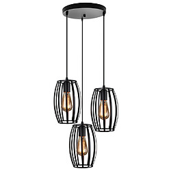 Stoex Suspensions Luminaires Industriel Luminaire 3 Cage forme Olive , Noir Lustre Abat-jour en Style Nordique E27 Noir pour Décor Restaurant Salle Chambre