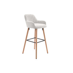 Vente-Unique Tabouret de bar en tissu et pieds bois de hêtre - Crème - ELEANA