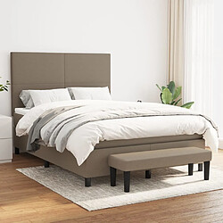 vidaXL Sommier à lattes de lit avec matelas Taupe 140x200 cm Tissu 