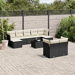 Maison Chic Salon de jardin 10 pcs avec coussins | Ensemble de Table et chaises | Mobilier d'Extérieur noir résine tressée -GKD91619