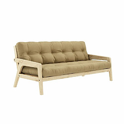 Inside 75 Canapé convertible futon GRAB pin naturel coloris beige blé couchage 130 cm.