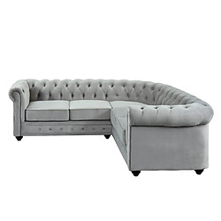 Vente-Unique Canapé d'angle en velours CHESTERFIELD - Gris clair