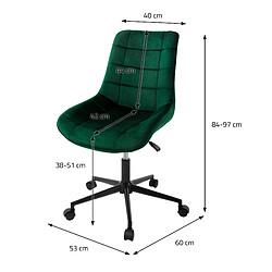 Acheter ML-Design 2x Chaise de bureau pivotante à 360° vert en velours tabouret pour salon travail