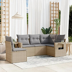 vidaXL Salon de jardin avec coussins 5 pcs beige résine tressée 