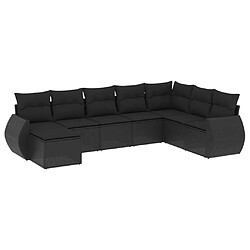 vidaXL Salon de jardin 8 pcs avec coussins noir résine tressée