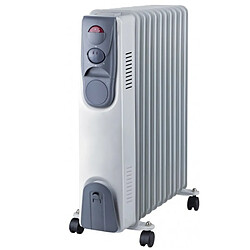 Radiateur bain d'huile 2500W NIKLAS 230V 3 puissances de chauffe - Thermostat - Corps metal verni