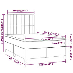 vidaXL Sommier à lattes de lit et matelas Gris clair 120x200cm Velours pas cher