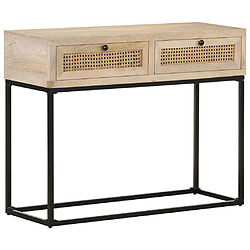 vidaXL Table console 100x35x76 cm Bois de manguier et canne naturelle