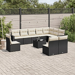 Maison Chic Salon de jardin 11 pcs avec coussins, Ensemble Tables et chaises d'extérieur noir résine tressée -GKD539955