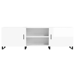 Maison Chic Meuble TV scandinave - Banc TV pour salon blanc brillant 150x30x50 cm bois d'ingénierie -MN68735 pas cher