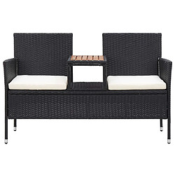 Maison Chic Banc de jardin 2 places | Banquette de jardin | Chaise Relax et table à thé 143cm Résine tressée Noir -MN26435