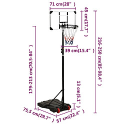 vidaXL Support de basket-ball Transparent 216-250 cm Polycarbonate pas cher