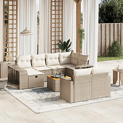 Maison Chic Salon de jardin 11 pcs avec coussins, Ensemble Tables et chaises d'extérieur beige résine tressée -GKD658325