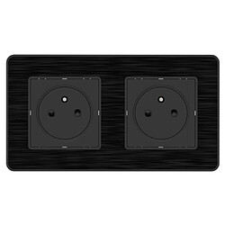 Prise 2x16A 2P+T Easy Eject en métal noir brossé - Kouro - Zenitech