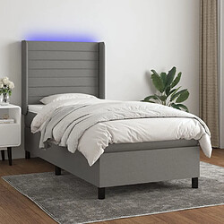 Sommier à lattes et matelas LED,Cadre à lattes de lit pour Adulte Gris foncé 100x200 cm Tissu -MN47350