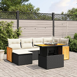 Maison Chic Ensemble Tables et chaises d'extérieur 7pcs avec coussins,Salon de jardin noir résine tressée -GKD130492