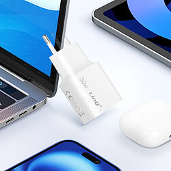 LinQ Chargeur Secteur Port USB Quick Charge 18W et USB C Power Delivery 30W Blanc pas cher