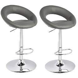 Toilinux Lot de 2 tabourets de bar Sasha similicuir - Gris