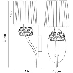 Luminaire Center Applique murale Loewe avec interrupteur 1 Ampoule E14, laiton antique avec Abat jour crème