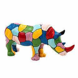 Statuette Figurine Décorative Rhinocéros Taille L Kuatéh en Polyrésine 104x26x47 cm Multicolore 