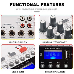 Universal Mixeur de console DJ portable avec microphone sans fil UHF à 2 canaux pour enregistrer des webcasts en direct sur PC à domicile pas cher