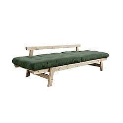 Acheter Inside 75 Banquette convertible futon STEP pin massif coloris vert olive couchage 70*200 cm.