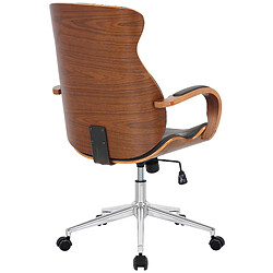 Acheter Decoshop26 Fauteuil de bureau avec accoudoirs cadre robuste en bois courbé couleur noyer PVC marron et métal chromé 10_0002546