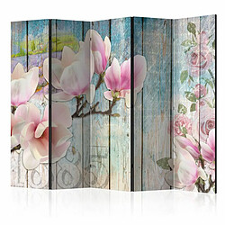 Paris Prix Paravent 5 Volets Pink Flowers on Wood 172x225cm