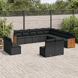 Maison Chic Salon de jardin avec coussins 13 pcs | Ensemble de Table et chaises | Mobilier d'Extérieur noir résine tressée -GKD14637