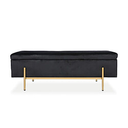 Banquette coffre Olivia Velours noir pieds or 