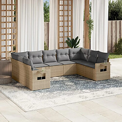 Maison Chic Salon de jardin avec coussins 9 pcs | Ensemble de Table et chaises | Mobilier d'Extérieur beige résine tressée -GKD95231