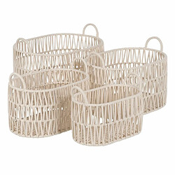 BigBuy Home Lot de paniers Blanc Corde 50 x 36 x 36 cm (4 Unités)