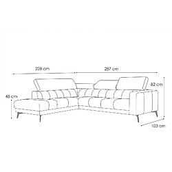 Courtois Laville Canapé d'angle gauche 5 places tissu gris clair - Morello pas cher