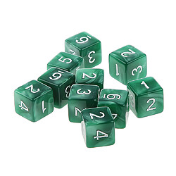 10pcs Dés à Six Faces D6 Jouant D u0026 D RPG Party Games Dés Vert