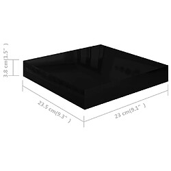 vidaXL Étagère murale flottante 4 pcs Noir brillant 23x23,5x3,8 cm MDF pas cher