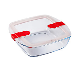 Pyrex PLATE CARRE 2.2L 25*22CM AVEC COUVERCLE BOUTON VAPEUR COOK AND HEAT