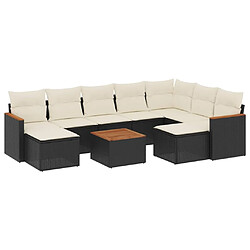 Maison Chic Salon de jardin 10 pcs avec coussins, Ensemble Tables et chaises d'extérieur noir résine tressée -GKD524415