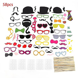 Universal 58pcs / Set des accessoires colorés sur un photomaton à moustache bâton pour un mariage amusant 