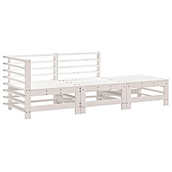 vidaXL Salon de jardin 3 pcs blanc bois massif de pin