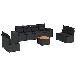 Maison Chic Salon de jardin 9 pcs avec coussins | Ensemble de Table et chaises | Mobilier d'Extérieur noir résine tressée -GKD13717