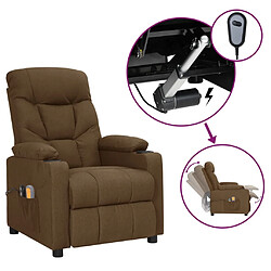 vidaXL Fauteuil électrique de massage Marron Tissu 