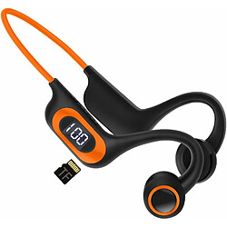 Vendos85 Casque Bluetooth à Conduction osseuse sans Fil avec Microphone orange noir 